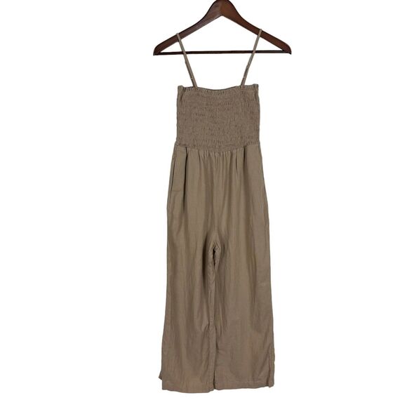 House of Harlow 1960 Linen Rayon Tan Cropped Jumpsuit Women's XS - Picture 2 of 11